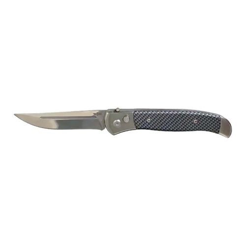 Gentlemens Carbon Fiber Automatic Knife Silver Clip Point