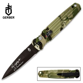 Gerber Applegate Fairbairn Camo Automatic Knife Black Bayo