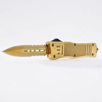 Golden OTF Serrated Tactical Knife with Nylon Sheath