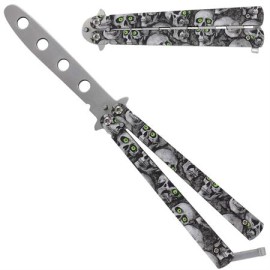 Gray Skulls Practice Butterfly Tricks Trainer Knife