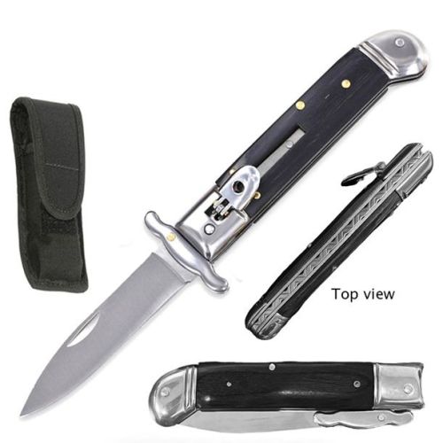 Great Value Black Wood Swinguard Lever Lock Automatic Knife (8" Overall Length)