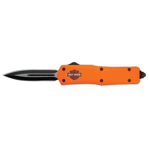 Delta Force Harley Davidson Orange D/A OTF Automatic Knife Dagger Point Two Tone