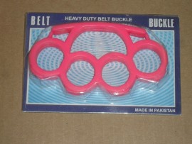 Hard ABS Plastic Heavy Duty Belt Buckle Brass Knuckles Pink