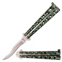 Heavy Butterfly Knife 9" Balisong Green Kriss