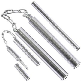 Hidden Dagger Metal Nunchaku Screw Handle Chrome