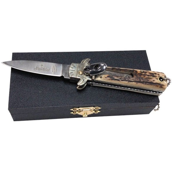 Hubertus Leverlock Automatic Knife Antler Handle