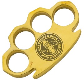 I Like Coffee & Guns Brass Knuckles Paper Weight