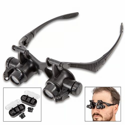 Illuminated Hands Free Dual Loupe on Glasses Frame