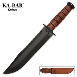 KA-BAR Big Brother Leather Handle Survival Bowie Knife