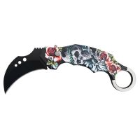 Karambit Automatic Side Opening Knife Skull Roses