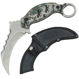 Karambit Digital Camo Combat Knife Full Tang Fixed Edge