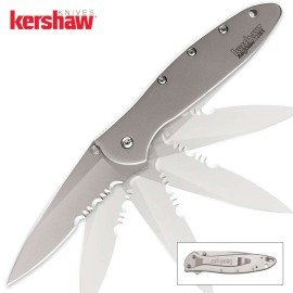 Kershaw Leek Assisted Opening Folding Knife Satin Serrated