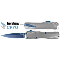 Kershaw Livewire Cryo D/A OTF Automatic Knife Raw 6061-T6 Aluminum (3.3" Blue)