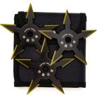 Khoga Ninja Set of 3 Sure Stick Five Point Shuriken Throwing Stars Black Gold