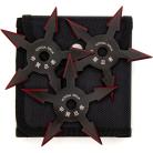 Khoga Ninja Set of 3 Sure Stick Five Point Shuriken Throwing Stars Black Red