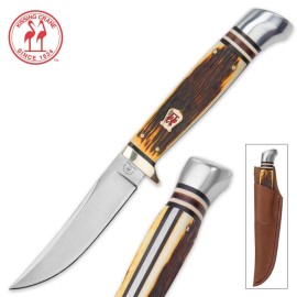 Kissing Crane Amber Bone Hunter Boot Knife