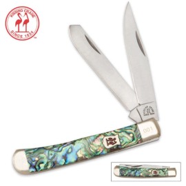 Kissing Crane Genuine Abalone Trapper Folding Knife