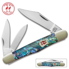 Kissing Crane Genuine Abalone Whittler Pocket Knife