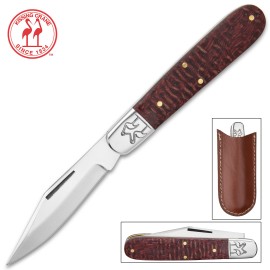 Kissing Crane Heirloom Burgundy Burlap Micarta Barlow Folding Knife