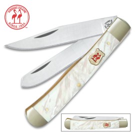 Kissing Crane Pearl Trapper Folding Knife