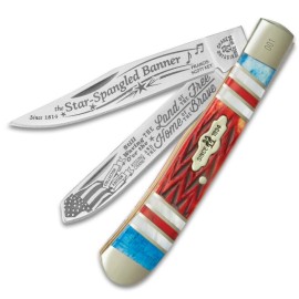 Kissing Crane Star Spangled Banner Trapper Pocket Knife