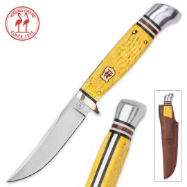 Kissing Crane Yellow Jigged Bone Hunter Boot Knife