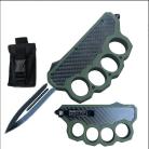 Knuckle OTF Trench Knife Green D/A Auto Switchblade Dagger Carbon Fiber