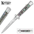 Kriegar Faux Abalone Folding Stiletto Knife