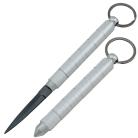 Large Kubotan Keychain Hidden Knife Silver