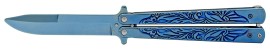 9" Lattice Blue Butterfly Knife Blue Bayo