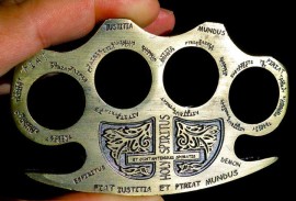 Latin Deus Ex Machina Brass Knuckles Paperweight