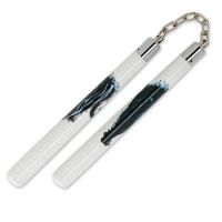 Leopard Hardwood White Nunchakus