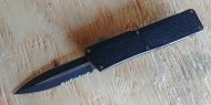 Lightning Black D/A OTF Automatic Knife Black Two Tone Dagger Serrated