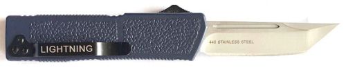 Lightning Model 2 Blue D/A OTF Automatic Knife Satin Tanto