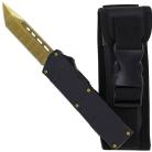 Lightning Elite Black D/A OTF Automatic Knife Etched Gold Tanto