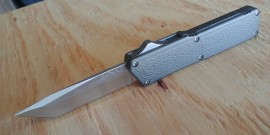 Lightning Grey D/A OTF Automatic Knife Satin Tanto