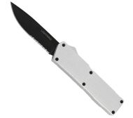 Lightning Model 3 Silver D/A OTF Automatic Knife Black Drop Point Serrated