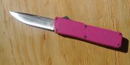 Lightning Pink D/A OTF Automatic Knife Satin Drop Point