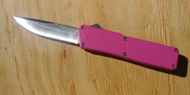 Lightning Pink D/A OTF Automatic Knife Satin Drop Point