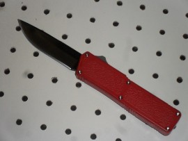 Lightning Blood Red D/A OTF Automatic Knife Black Drop Point