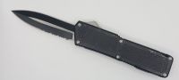 Lightning Supreme Black D/A OTF Automatic Knife Black Dagger Point Two Tone Serrated