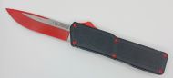 Lightning Supreme Black D/A OTF Automatic Knife Drop Point Red Two Tone Plain
