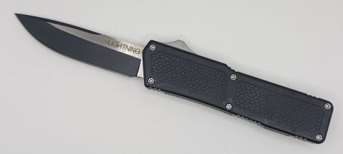 Lightning Supreme Black D/A OTF Automatic Knife Drop Point Two Tone Plain