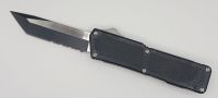 Lightning Supreme Black D/A OTF Automatic Knife Tanto Point Two Tone Serrated