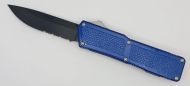 Lightning Supreme Blue D/A OTF Automatic Knife Drop Point Black Serrated
