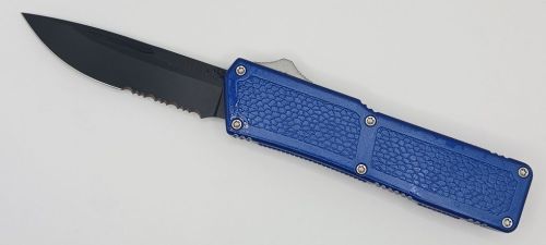 Lightning Supreme Blue D/A OTF Automatic Knife Drop Point Black Serrated