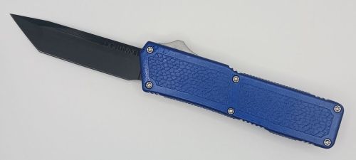 Lightning Supreme Blue D/A OTF Automatic Knife Tanto Point Black Plain