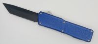 Lightning Supreme Blue D/A OTF Automatic Knife Tanto Point Black Serrated