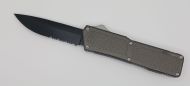 Lightning Supreme Gray D/A OTF Automatic Knife Drop Point Black Serrated