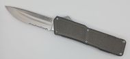Lightning Supreme Gray D/A OTF Automatic Knife Drop Point Satin Serrated